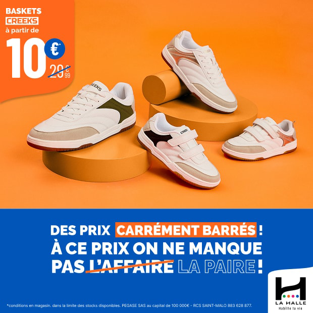 Prix carrément barrés sur les baskets Creeks chez La Halle